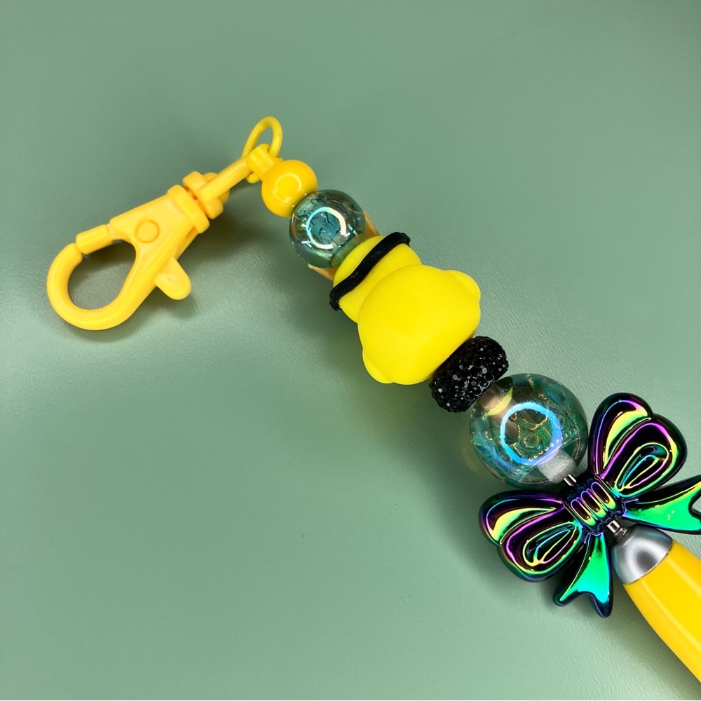 Cute King Duck with Crown and Sunglasses Handmade Beaded Keychain Pen - Picture 6 of 7